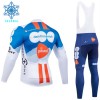 Fietskleding (Fietsshirt Lange Mouw + Lange Koersbroek) 2024 Team DSM Winter Thermal Fleece - Blauw